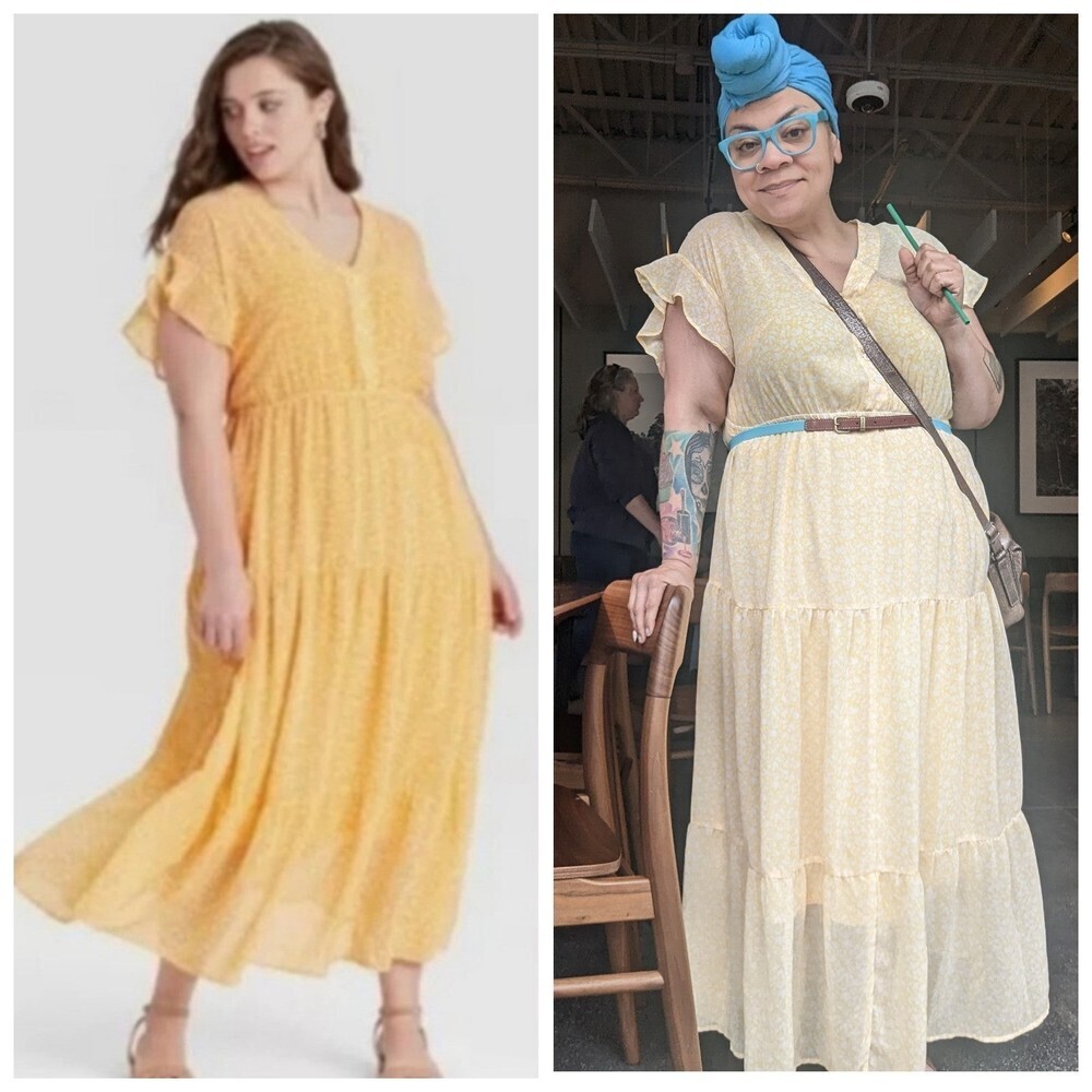 Ava & Viv 0x Flutter Cap Sleeve Maxi Dress Yellow… - image 1